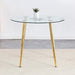 Round dining table with glass top, gilded metal legs, exquisite living, starting from the details, the gold legs show an extraordinary texture, which is the finishing touch to your home.36*36 Default -DTYStore