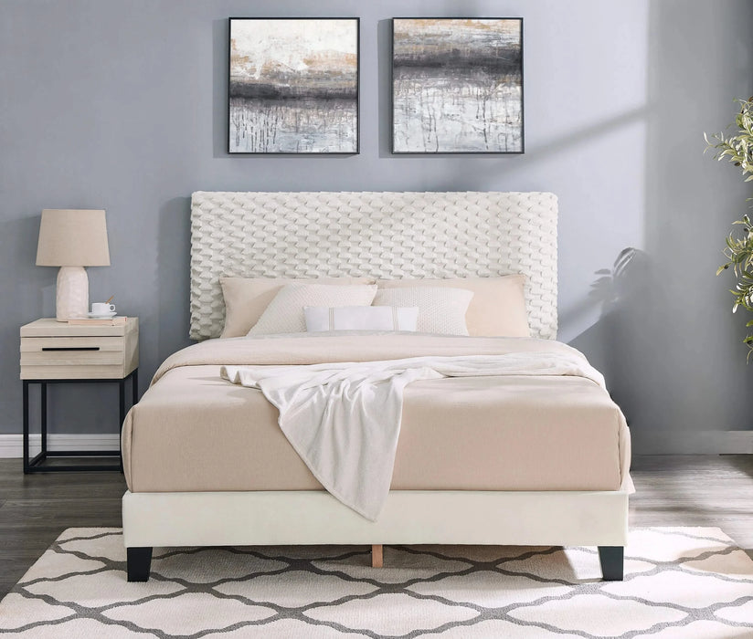 Roundhill Furniture Findlay 2-Piece Bedroom Set, Plush 3D Upholstered Bed with Nightstand, Full Default -DTYStore