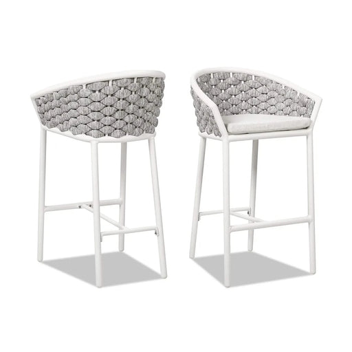 Rowan 27.5' Rope Barrel Low Back Patio Counter Stool, Set of 2, Optic White Acrylic Default -DTYStore