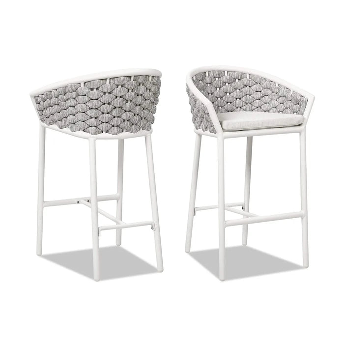 Rowan 27.5' Rope Barrel Low Back Patio Counter Stool, Set of 2, Optic White Acrylic Default -DTYStore
