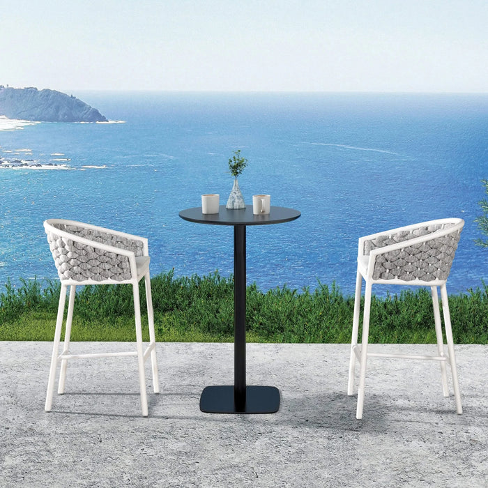 Rowan 27.5' Rope Barrel Low Back Patio Counter Stool, Set of 2, Optic White Acrylic Default -DTYStore