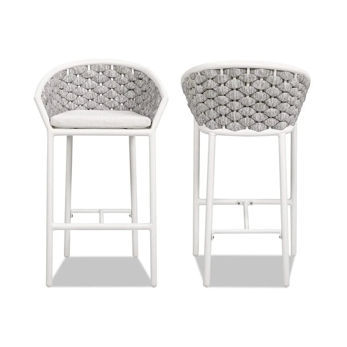 Rowan 27.5' Rope Barrel Low Back Patio Counter Stool, Set of 2, Optic White Acrylic Default -DTYStore