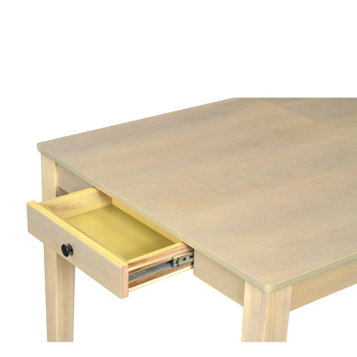 Rustic 7-Piece 78.1inch Extendable Dining Table Set with 18inch Removable Leaf, 6 Upholstered Dining Chairs, 2 Built-in Drawers, Natural Default -DTYStore