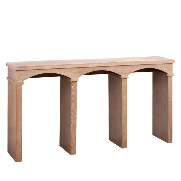 Rustic Archway Console Table – 60'Long Entryway Table with Decorative Arched Legs, Natural Wood Finish, Narrow Sofa Table for Hallway, Living Room, or Foyer Default -DTYStore