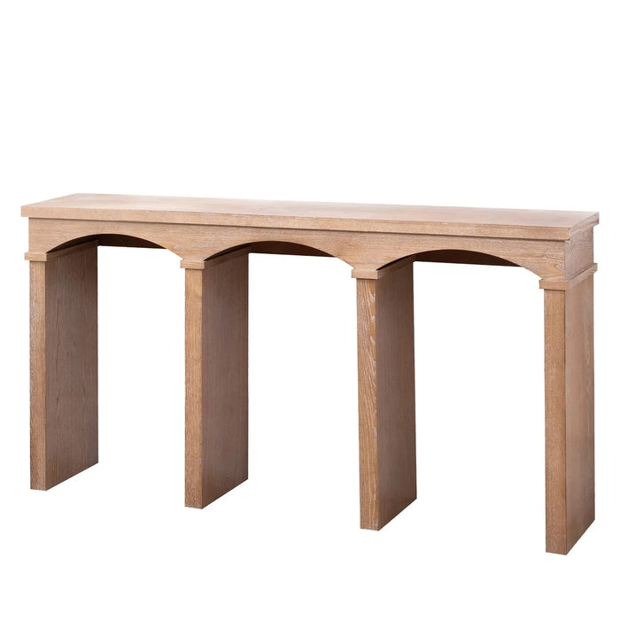 Rustic Archway Console Table – 60'Long Entryway Table with Decorative Arched Legs, Natural Wood Finish, Narrow Sofa Table for Hallway, Living Room, or Foyer Default -DTYStore