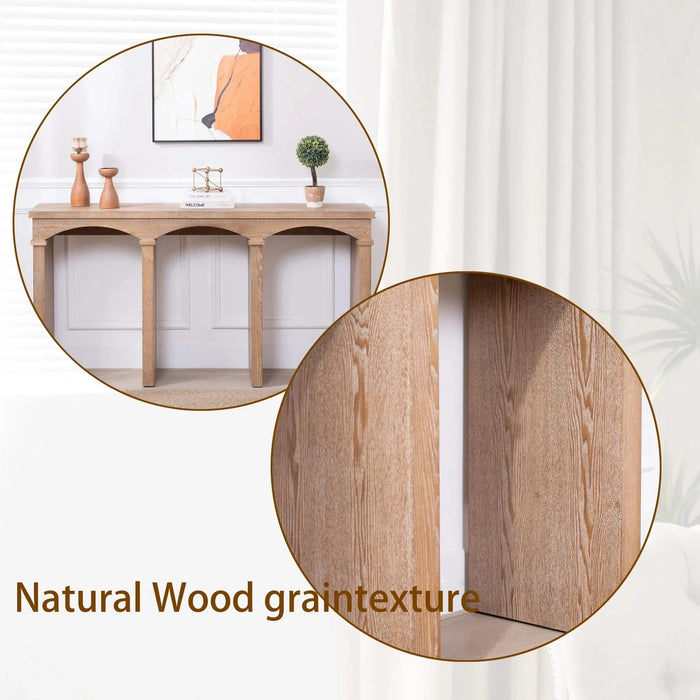 Rustic Archway Console Table – 60'Long Entryway Table with Decorative Arched Legs, Natural Wood Finish, Narrow Sofa Table for Hallway, Living Room, or Foyer Default -DTYStore