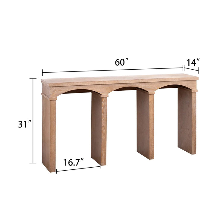 Rustic Archway Console Table – 60'Long Entryway Table with Decorative Arched Legs, Natural Wood Finish, Narrow Sofa Table for Hallway, Living Room, or Foyer Default -DTYStore