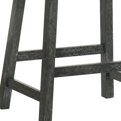 Rustic Backless Counter Stool Set of 2 – 25 Inch Wooden Farmhouse Barstool with Brown Leather Seat, Distressed Finish & Sturdy Frame – Space-Saving Counter-Height Seating for Kitchen & Bar Default -DTYStore