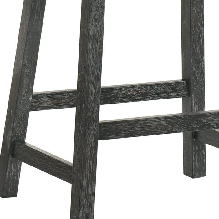 Rustic Backless Counter Stool Set of 2 – 25 Inch Wooden Farmhouse Barstool with Brown Leather Seat, Distressed Finish & Sturdy Frame – Space-Saving Counter-Height Seating for Kitchen & Bar Default -DTYStore