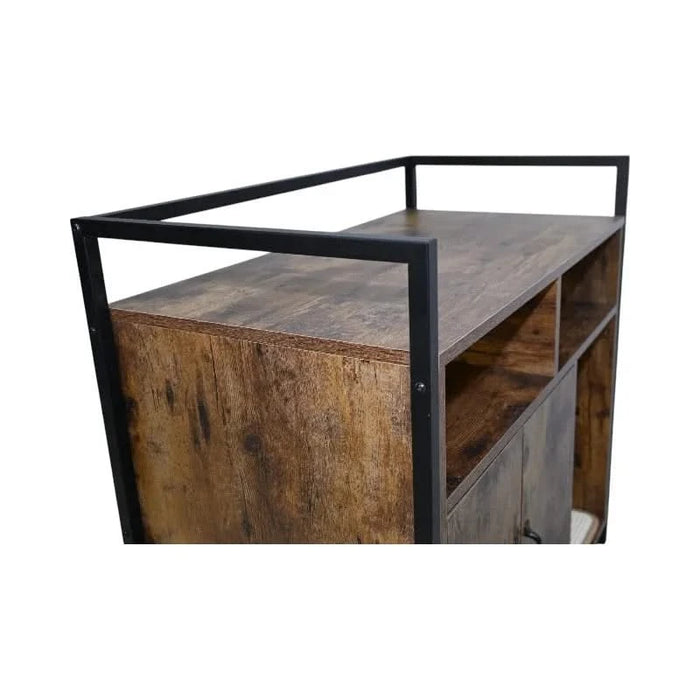 Rustic Brown Wooden Cat Litter Box Enclosure, Spacious Hidden Cat Litter Box with Scratching Mat Furniture for Bedroom, Bathroom, Living Room-31.9'x17.7'x31.4', 61 lbs Default -DTYStore