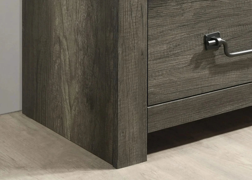 Rustic Gray 3pc Set Eastern King Size Bed 2x Nightstands Unique Design Headboard Bedroom Furniture Metal Accents Default -DTYStore