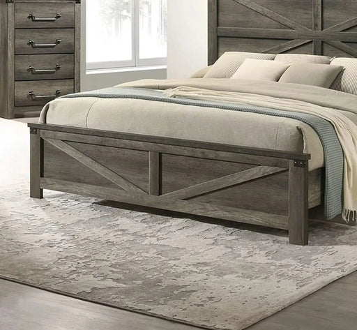 Rustic Gray 3pc Set Eastern King Size Bed 2x Nightstands Unique Design Headboard Bedroom Furniture Metal Accents Default -DTYStore