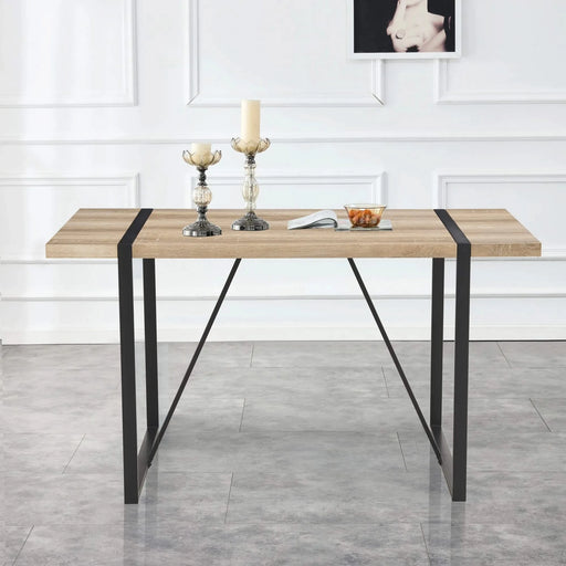 Rustic Industrial Rectangular Wood Dining Table For 4-6 Person, With 1.5' Thick Engineered Wood color Tabletop and Black Metal Legs,Desk For Kitchen Dining Living Room, 55.1' x 31.4'x 29.9'1529W115172 Default -DTYStore