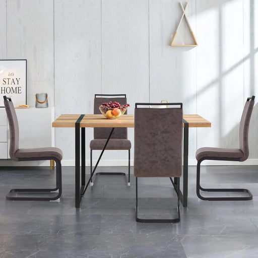 Rustic Industrial Rectangular Wood Dining Table For 4-6 Person, With 1.5' Thick Engineered Wood color Tabletop and Black Metal Legs,Desk For Kitchen Dining Living Room, 55.1' x 31.4'x 29.9'1529W115172 Default -DTYStore