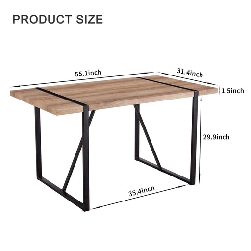 Rustic Industrial Rectangular Wood Dining Table For 4-6 Person, With 1.5' Thick Engineered Wood color Tabletop and Black Metal Legs,Desk For Kitchen Dining Living Room, 55.1' x 31.4'x 29.9'1529W115172 Default -DTYStore