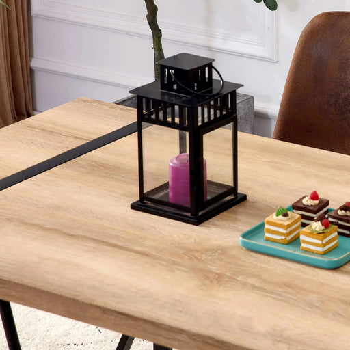 Rustic Industrial Rectangular Wood Dining Table For 4-6 Person, With 1.5' Thick Engineered Wood color Tabletop and Black Metal Legs,Desk For Kitchen Dining Living Room, 55.1' x 31.4'x 29.9'1529W115172 Default -DTYStore