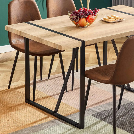 Rustic Industrial Rectangular Wood Dining Table For 4-6 Person, With 1.5' Thick Engineered Wood color Tabletop and Black Metal Legs,Desk For Kitchen Dining Living Room, 55.1' x 31.4'x 29.9'1529W115172 Default -DTYStore