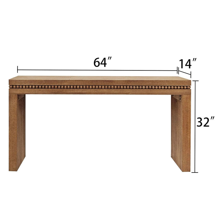 Rustic Manufactured Wood Console Table with Beaded Accent, 64L x 14W x 32H Default -DTYStore