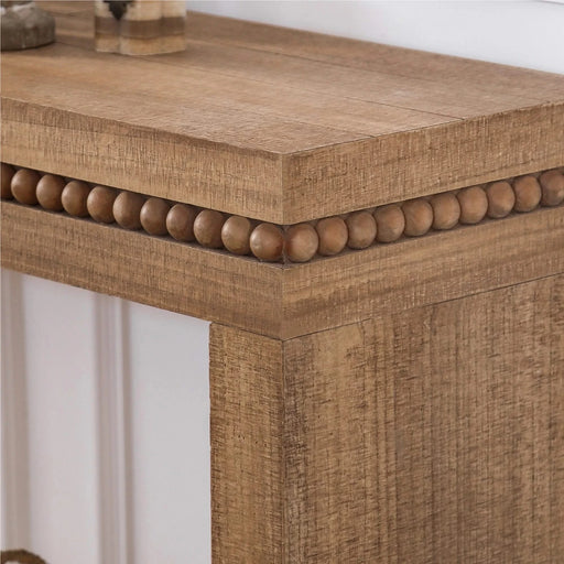 Rustic Manufactured Wood Console Table with Beaded Accent, 64L x 14W x 32H Default -DTYStore
