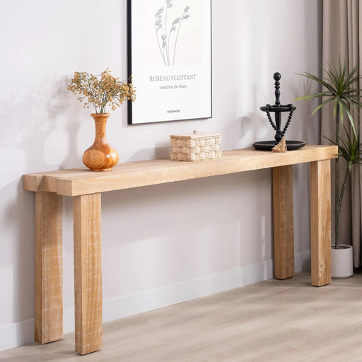 Rustic Natural Wood Console Table – 77'Entryway Table with Modern Farmhouse Design – Long Narrow Sofa Table for Living Room, Hallway, or Behind Couch – Light Wood Finish Default -DTYStore