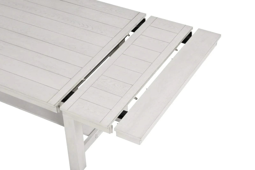 Rustic White Oak Dining Table w Leaves Block Trestle Base 1pc Table Dining Room Furniture Default -DTYStore