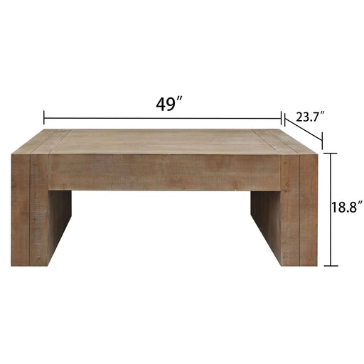 Rustic Wood Coffee Table, 49in Modern Farmhouse Rectangular Table for Living Room Default -DTYStore