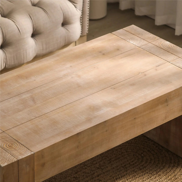 Rustic Wood Coffee Table, 49in Modern Farmhouse Rectangular Table for Living Room Default -DTYStore