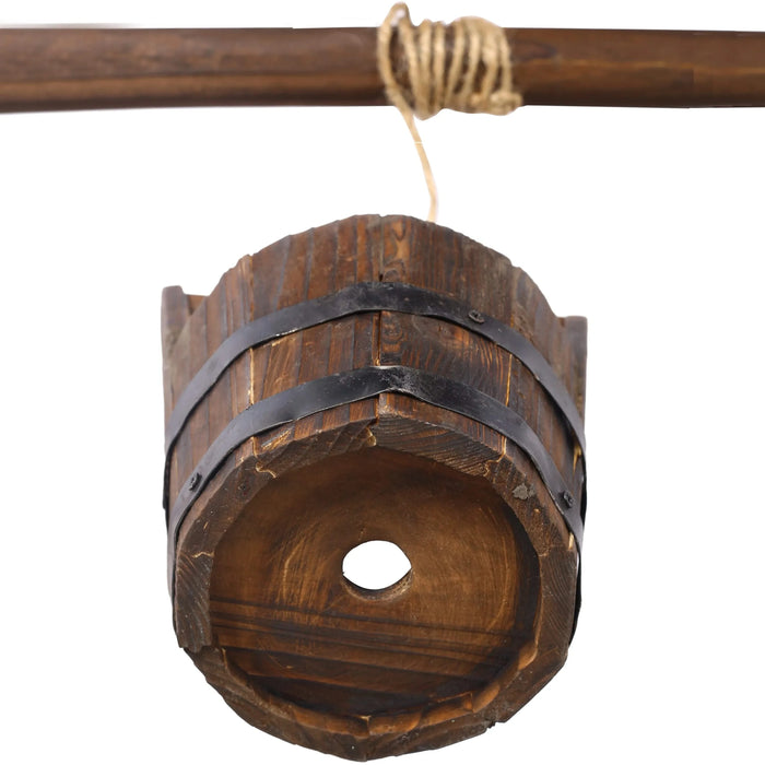 Rustic Wooden Wishing Well Planter Outdoor Home Décor for Patio, Garden, Yard w/Hanging Bucket Default -DTYStore