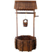 Rustic Wooden Wishing Well Planter Outdoor Home Décor for Patio, Garden, Yard w/Hanging Bucket Default -DTYStore