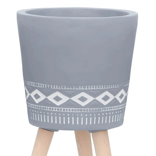 S/2 10/12' DIAMOND PLANTER W/ WOOD LEGS, GRAY (KD) Default -DTYStore