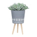 S/2 10/12' DIAMOND PLANTER W/ WOOD LEGS, GRAY (KD) Default -DTYStore