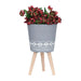 S/2 10/12' DIAMOND PLANTER W/ WOOD LEGS, GRAY (KD) Default -DTYStore