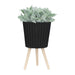 S/2 10/12' RIDGED PLANTER W/ WOOD LEGS, BLACK (KD) Default -DTYStore