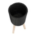 S/2 10/12' RIDGED PLANTER W/ WOOD LEGS, BLACK (KD) Default -DTYStore