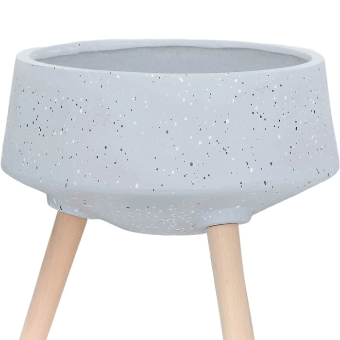 S/2 11/15' TERRAZZO PLANTER W/ WOOD LEGS, GRAY Default -DTYStore