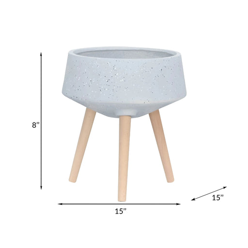 S/2 11/15' TERRAZZO PLANTER W/ WOOD LEGS, GRAY Default -DTYStore