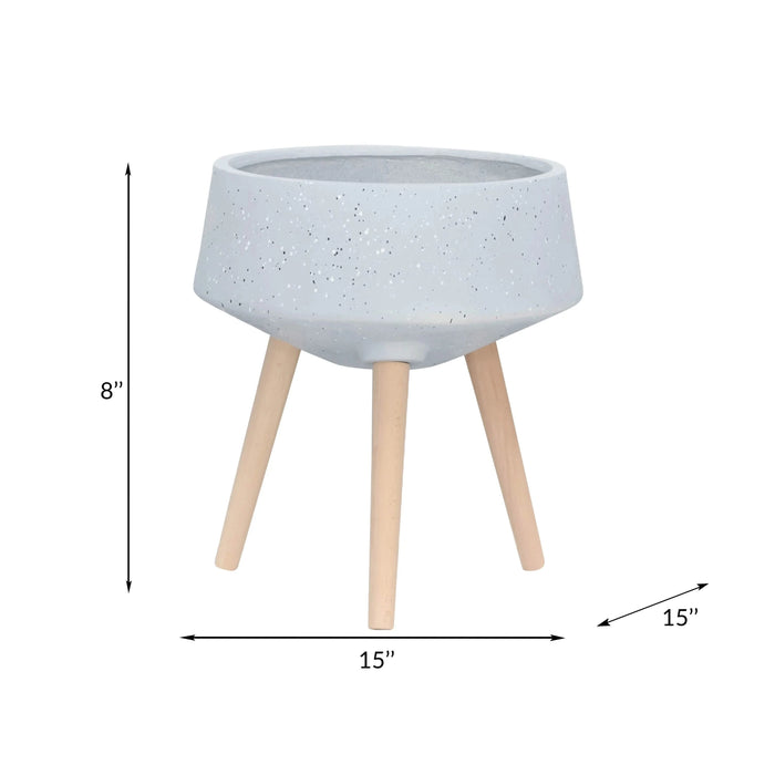 S/2 11/15' TERRAZZO PLANTER W/ WOOD LEGS, GRAY Default -DTYStore