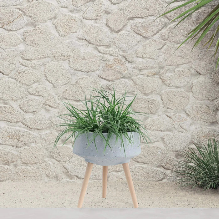 S/2 11/15' TERRAZZO PLANTER W/ WOOD LEGS, GRAY Default -DTYStore