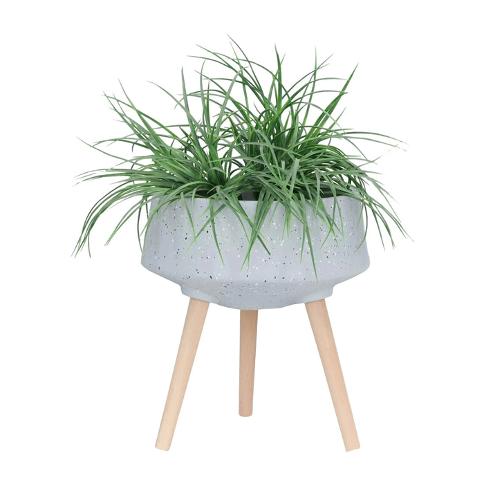 S/2 11/15' TERRAZZO PLANTER W/ WOOD LEGS, GRAY Default -DTYStore
