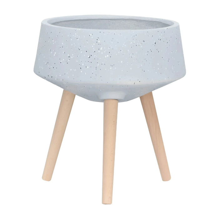 S/2 11/15' TERRAZZO PLANTER W/ WOOD LEGS, GRAY Default -DTYStore