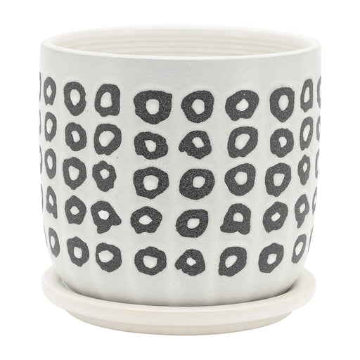 S/2 5/6' AZTEC PLANTER W/ SAUCER, BLACK Default -DTYStore