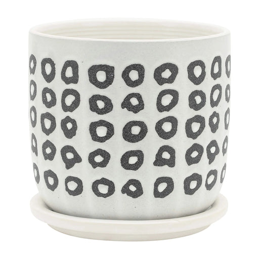 S/2 5/6' AZTEC PLANTER W/ SAUCER, BLACK Default -DTYStore