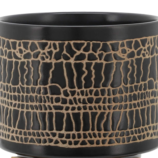 S/2 5/8' GLAZED PLANTER W/ STAND, BLACK Default -DTYStore