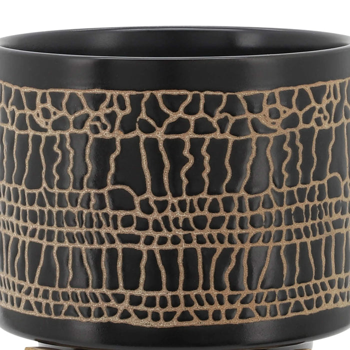 S/2 5/8' GLAZED PLANTER W/ STAND, BLACK Default -DTYStore