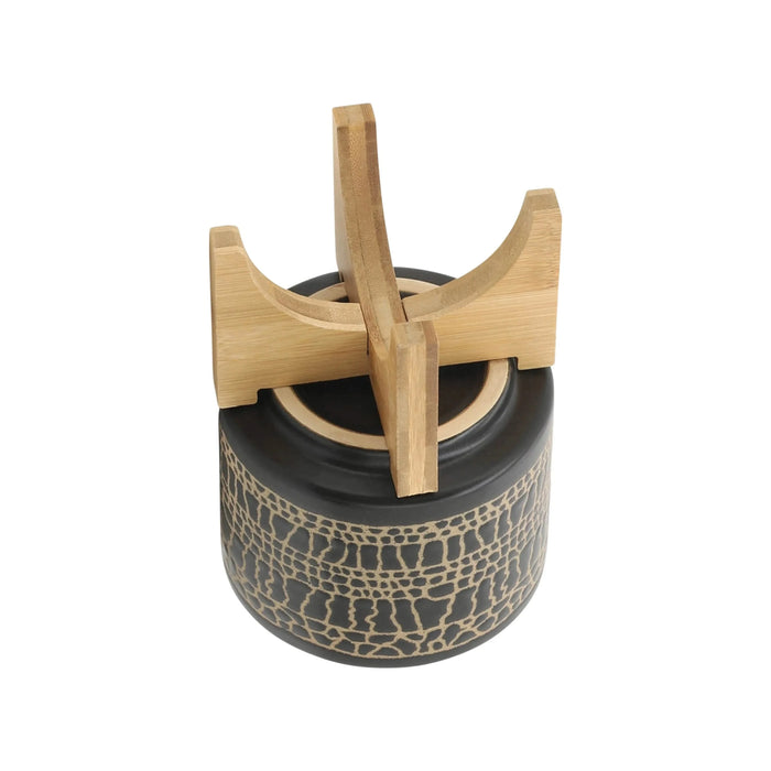 S/2 5/8' GLAZED PLANTER W/ STAND, BLACK Default -DTYStore