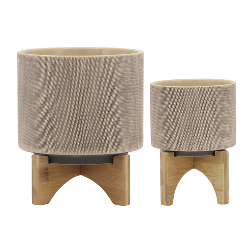 S/2 5/8' MESH PLANTER W/ STAND, TAN Default -DTYStore