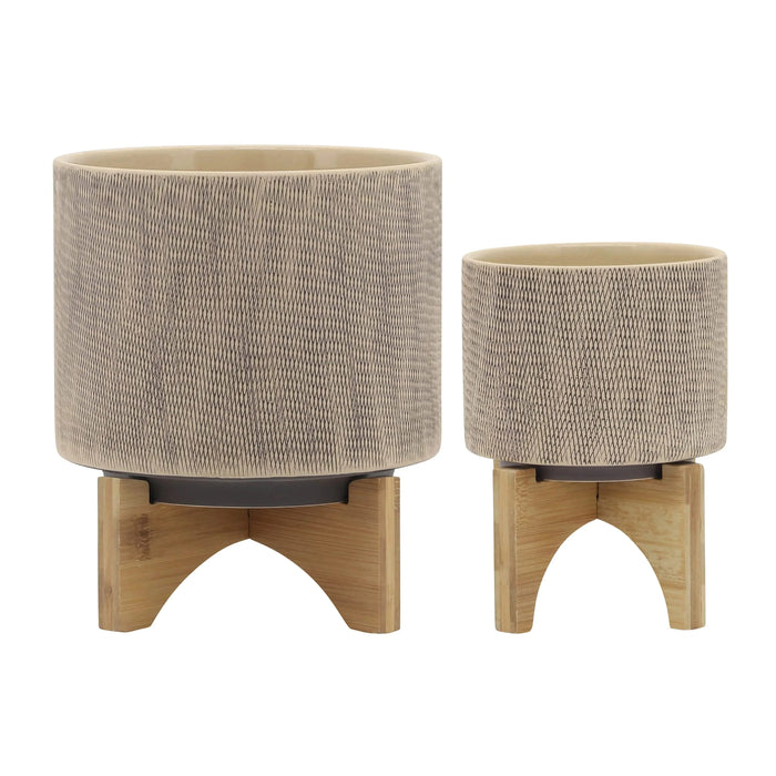 S/2 5/8' MESH PLANTER W/ STAND, TAN Default -DTYStore