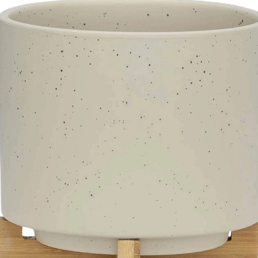 S/2 5/8' PLANTER W/ WOOD STAND, MATTE BEIGE Default -DTYStore