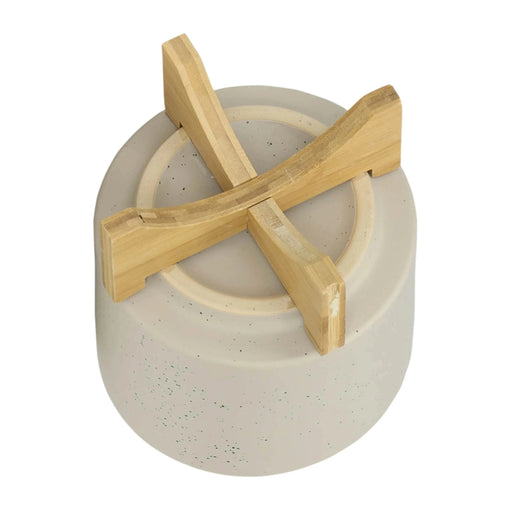 S/2 5/8' PLANTER W/ WOOD STAND, MATTE BEIGE Default -DTYStore