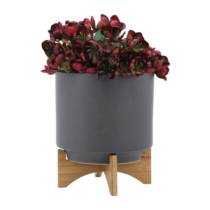 S/2 8/10' PLANTER W/ WOOD STAND, MATTE GRAY Default -DTYStore
